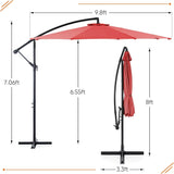 9.8FT Offset Patio Umbrella Hanging Cantilever Umbrella Outdoor Sun Shade with Easy Tilt Adjustment, 8 Ribs, UV Protection for Backyard, Lawn, Garden and Pool, Blue