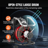 Drain Cleaner Machine 100FT x 1/2 Inch, Auto Feed Sewer Snake Auger on Wheels, 550W Portable Drain Cleaning Machine with 8 Cutters & Air-activated Foot Switch for 2" to 4" Pipes