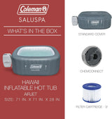 4 to 6 Person Inflatable Hot Tub Square Portable Outdoor Spa with 114 Soothing AirJets and Insulated Cover, Gray-Coleman