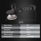 18V Cordless Car Polisher, 15mm Orbit 2000-4800 OPM Portable Buffer Polisher with 7 Variable Speed 2Pcs 4.0Ah Battery, 6 Sponge Pads,2 Wool Pad, Tool Bag for Car Polishing, Waxing
