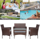 4 Pieces Patio Rattan Chair Wicker, Outdoor Indoor Use Backyard Porch Garden Poolside Balcony Furniture Sets (Red)
