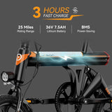 EB3 Electric Bike Adults 21mph, 500W Peak Motor, 270Wh Battery, Rear Suspension, 3 Levels Assist, 14" Folding Ebike for Adults and Teens, Complies to UL2849