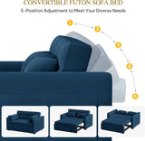 DWVO 3-in-1 Convertible Sofa Bed, 55" Sleeper Sofa with Pull-Out Bed, Cat-Scratch-Proof Fabric Futon Couch with Adjustable Backrest and Side Pocket, Loveseat for Living Room Apartment, Grey