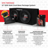 12′′ 1200W Dual Car Subwoofer Package with Amplifier & Installation Kit