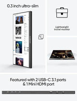 ARZOPA Portable Monitor, 15.6'' 1080P FHD Laptop Monitor USB C HDMI Computer Display HDR Eye Care
