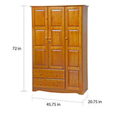 100% Solid Wood Grand Wardrobe Armoire - Mocha
