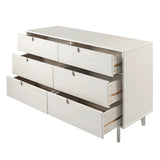 6-Drawer Caramel Mid Century Modern Wood Dresser