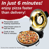 Electric Pizza Oven with Ceramic Stone, Viewing Window, Adjustable Heat Control, Timer and 1200W Baking Power, DIY Homemade Pizzeria, Large 12�� Pie Capacity (Black)