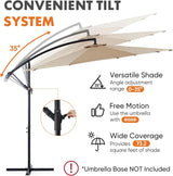 9.8FT Offset Patio Umbrella Hanging Cantilever Umbrella Outdoor Sun Shade with Easy Tilt Adjustment, 8 Ribs, UV Protection for Backyard, Lawn, Garden and Pool, Blue