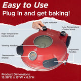 Electric Pizza Oven with Ceramic Stone, Viewing Window, Adjustable Heat Control, Timer and 1200W Baking Power, DIY Homemade Pizzeria, Large 12�� Pie Capacity (Black)