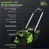 60V 21锟斤拷 Cordless (Self-Propelled) Lawn Mower , 2 x 4.0Ah Batteries and Dual Port Rapid Charger