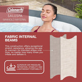 4 to 6 Person Inflatable Hot Tub Square Portable Outdoor Spa with 114 Soothing AirJets and Insulated Cover, Gray-Coleman