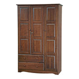 100% Solid Wood Grand Wardrobe Armoire - Mocha