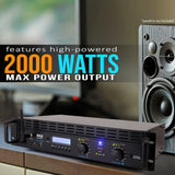 2-Channel Bluetooth Power Amplifier - 2000W Bridgeable Rack Mount Pro Audio Sound Wireless Home Stereo Receiver w/TRS XLR Input,LCD, Bridge Mode, Cooling Fan - Entertainment Speaker System