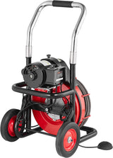 Drain Cleaner Machine 100FT x 1/2 Inch, Auto Feed Sewer Snake Auger on Wheels, 550W Portable Drain Cleaning Machine with 8 Cutters & Air-activated Foot Switch for 2" to 4" Pipes