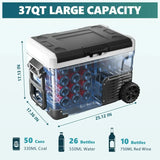 12 Volt Refrigerator, 53QT(50L) Electric Cooler, Portable Freezer 12V/24V DC 110-240V AC, 12V Fridge -4��~68��, 12V Cooler with Wheels & 2 Baskets for Travel, Truck, Boat, Camping