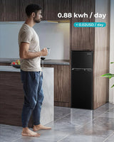 EUHOMY 3.2 Cu.Ft Mini Fridge with Freezer �� 2-Door Compact Refrigerator for Bedroom, Dorm, Office or Apartment, Silver