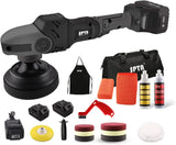 18V Cordless Car Polisher, 15mm Orbit 2000-4800 OPM Portable Buffer Polisher with 7 Variable Speed 2Pcs 4.0Ah Battery, 6 Sponge Pads,2 Wool Pad, Tool Bag for Car Polishing, Waxing