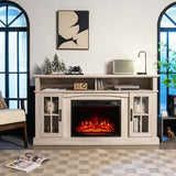 58" TV Console with 23" Fireplace Insert, Fireplace TV Stand for TVs up to 65 Inches, 1400W Electric Fireplace Heater