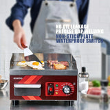 14 Inch Electric Griddle, Non-Stick Flat Top Grill Commercial Electric Countertop Griddles Stainless Steel Adjustable Temperature Control 90掳F-575掳F for Home or Restaurant Use