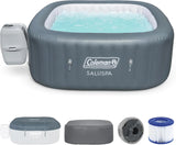4 to 6 Person Inflatable Hot Tub Square Portable Outdoor Spa with 114 Soothing AirJets and Insulated Cover, Gray-Coleman