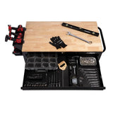 46-in W x 24.5-in D 9-Drawer Mobile Workbench with Hardwood Top and Power Station �� Gloss Black