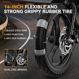 EB3 Electric Bike Adults 21mph, 500W Peak Motor, 270Wh Battery, Rear Suspension, 3 Levels Assist, 14" Folding Ebike for Adults and Teens, Complies to UL2849