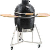 18-inch portable charcoal grill with lid and cart, propane gas grill with sturdy stainless steel frame, outdoor cooking small smoker, suitable for camping, picnics and backyard barbecues, black version