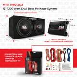 12′′ 1200W Dual Car Subwoofer Package with Amplifier & Installation Kit