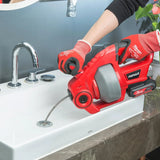 20V Cordless Electric Drain Auger-Efficient 25Ft Auto-Feed Drain Snake with Replaceable Cable,2.0Ah Battery,Charger,Storage Bag & Gloves for Kitchen,Bathroom,Shower Pipes (3/4"-2")"