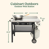 Cuisinart �� Outdoor Wok Station, 50,000 BTU Propane Outdoor Wok Burner w Prep Table, 14�测�� Carbon Steel Wok for Stir Fry, Searing, BBQ �� Black
