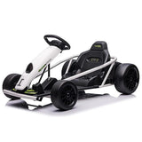24V Go Kart for Kids 8-12, 300W*2 Motors, 9Ah Battery, 8MPH Speed, Music, Horn, 175lbs Max Load �� White