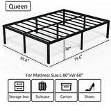 EMODA Queen Bed Frame No Box Spring Needed 18 Inch Heavy Duty Metal Tall Platform Bed Frame