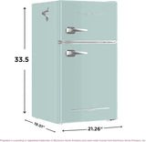 Frigidaire Retro Mini Fridge with Freezer & Side Bottle Opener-Small 2 Door Refrigerator for Office Bar or College Dorm Room-3.1 Cu Ft – 19”"D x 20.5" W x 33.5" H