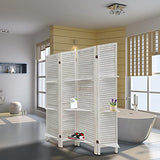 ECOMEX Room Divider 4 Panel, White with Shelves, Wall Dividers and Folding Privacy Screens