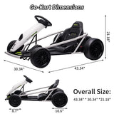 24V Go Kart for Kids 8-12, 300W*2 Motors, 9Ah Battery, 8MPH Speed, Music, Horn, 175lbs Max Load �� White