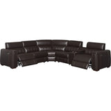 4-SEAT POWER RECLINING LEATHER SECTIONAL SOFA WITH OUTLETS AND USB PORTS