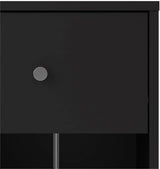 3-Pc Scandinavian Design Engineered Wood Bedroom Furniture Set with 3-Drawer Chest & 6-Drawer Double Dresser & 1-Drawer Nightstand, Pewter Plastic Handles, Smooth Plastic Glides, in Black