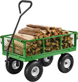 1200-pound steel garden cart, heavy-duty capable of pulling garden truck, two-in-one outdoor metal multi-functional cargo vehicle for garden, equipped with 13-inch all-terrain tires, detachable mesh side panels and 180° rotating handle