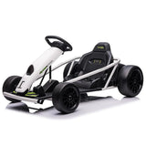 24V Go Kart for Kids 8-12, 300W*2 Motors, 9Ah Battery, 8MPH Speed, Music, Horn, 175lbs Max Load �� White