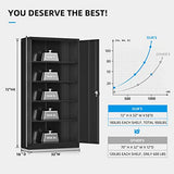 Atripark Metal Storage Cabinet with Lock, 72" Lockable Garage Tool Cabinet with Doors