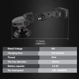 18V Cordless Car Polisher, 15mm Orbit 2000-4800 OPM Portable Buffer Polisher with 7 Variable Speed 2Pcs 4.0Ah Battery, 6 Sponge Pads,2 Wool Pad, Tool Bag for Car Polishing, Waxing