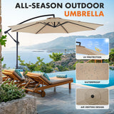 9.8FT Offset Patio Umbrella Hanging Cantilever Umbrella Outdoor Sun Shade with Easy Tilt Adjustment, 8 Ribs, UV Protection for Backyard, Lawn, Garden and Pool, Blue